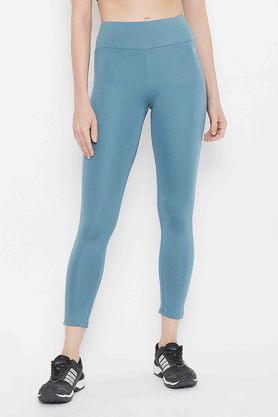 slim fit ankle length polyester women's night wear capri - blue