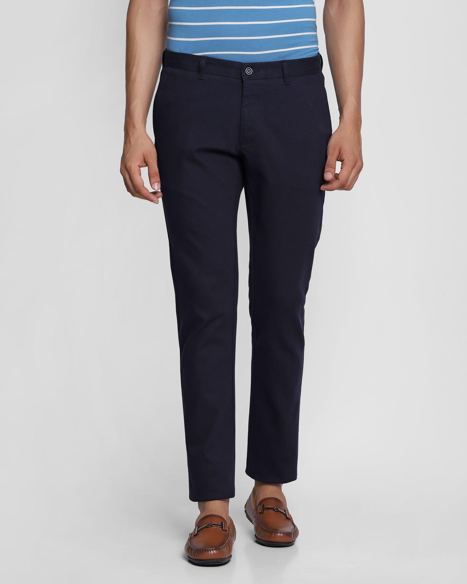 slim fit b-91 casual dark navy textured khakis - carmen