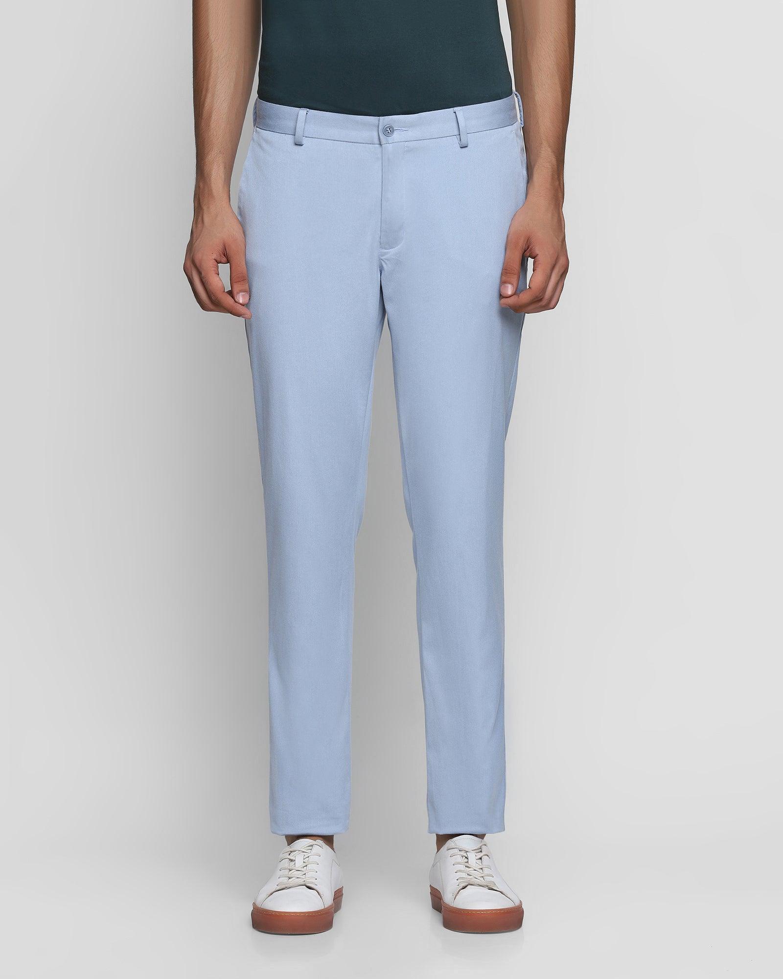 slim fit b-91 casual sky blue solid khakis - aiden