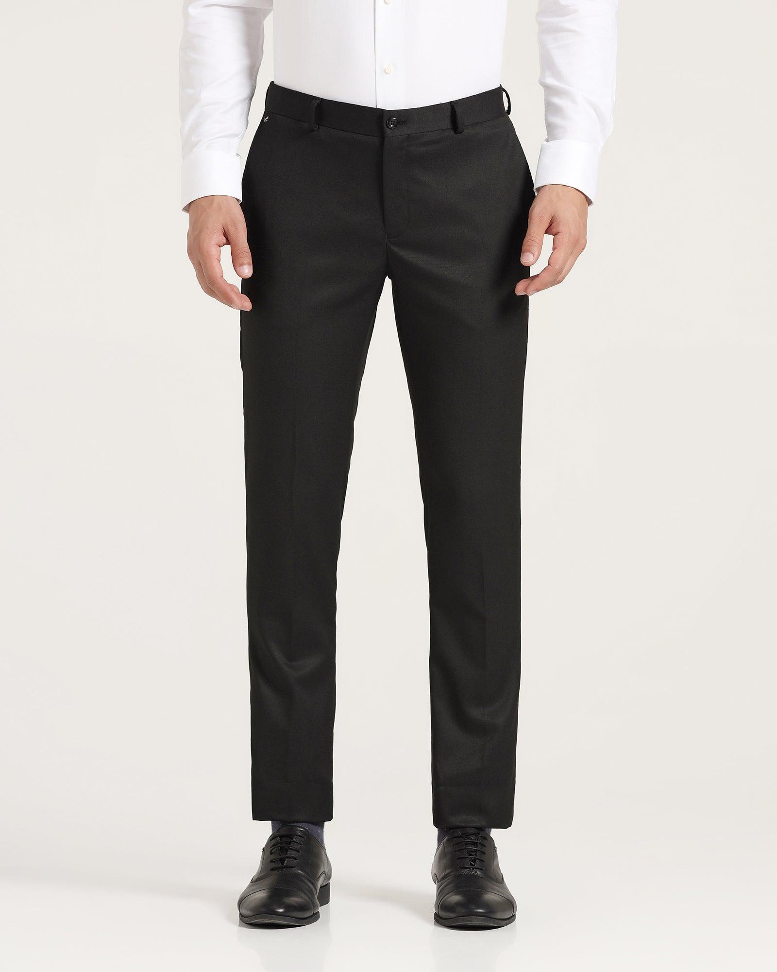 slim fit b-91 formal black textured trouser - peza