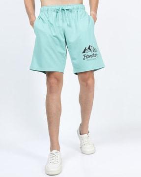slim fit bermudas with placement graphic print