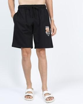 slim fit bermudas with placement graphic print