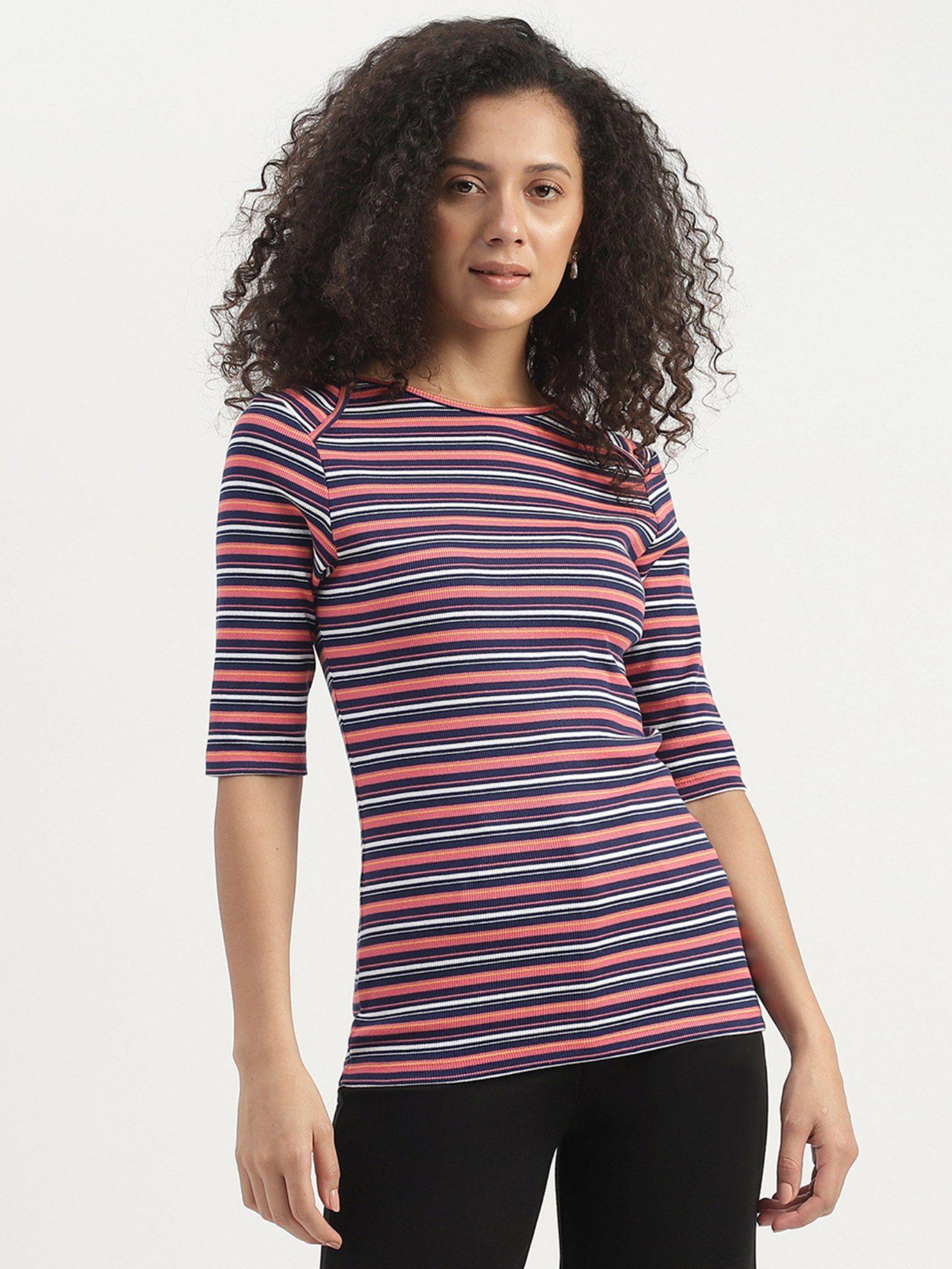 slim fit boat neck striped top