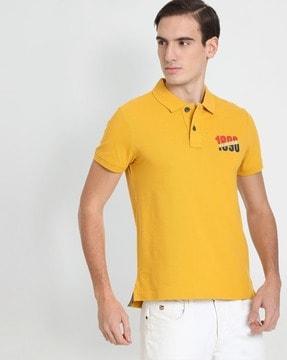 slim fit brand embroidered polo t-shirt