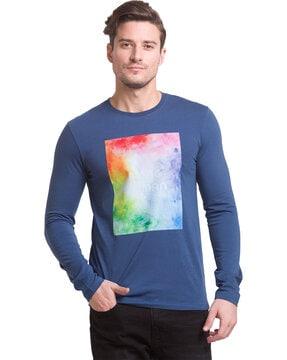 slim fit brand print crew-neck t-shirt