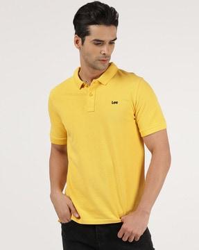 slim fit brand print polo t-shirt