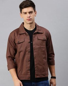 slim-fit button-closure jacket with flap pockets