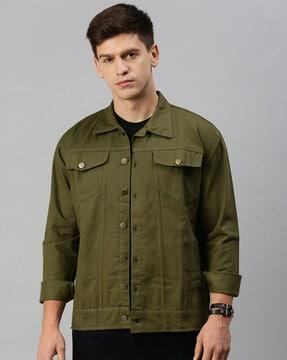 slim-fit button-closure jacket with flap pockets