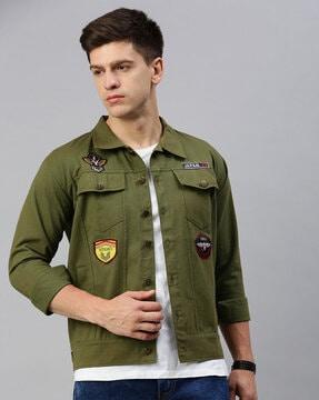 slim-fit button-closure jacket with flap pockets