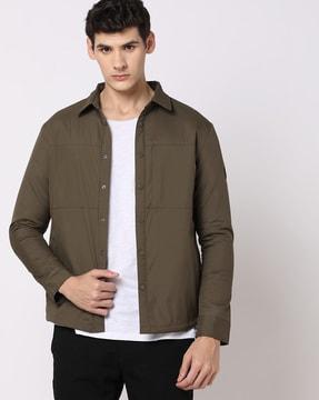 slim fit button-down jacket