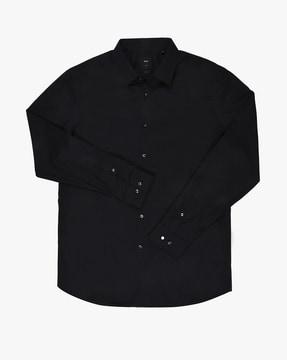 slim fit button-down shirt with kent collar