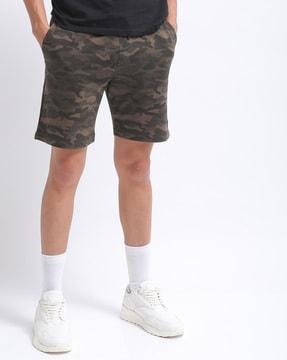 slim fit camo print shorts