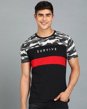 slim fit camouflage print round-neck t-shirt