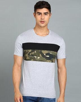 slim fit camouflage print round-neck t-shirt