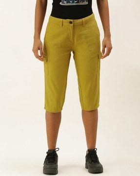 slim fit capris with cargo pockets