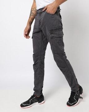 slim fit cargo pants with brand embroidery