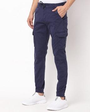 slim fit cargo pants with drawstring fastening