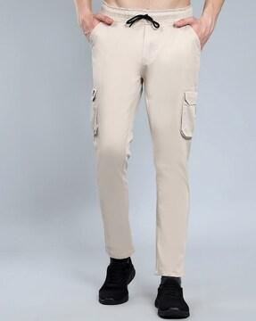 slim fit cargo pants with drawstring waist