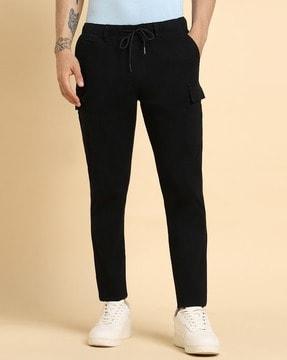 slim fit cargo pants with drawstring waist