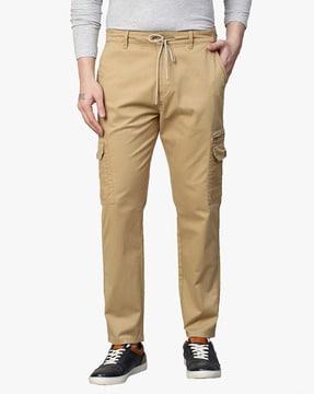 slim fit cargo pants with drawstring waist