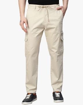 slim fit cargo pants with drawstring waist