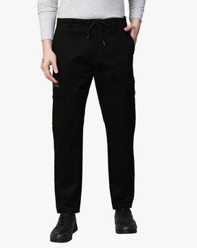 slim fit cargo pants with drawstring waist