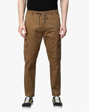 slim fit cargo pants with drawstring waist