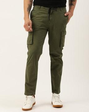 slim fit cargo pants with drawstring
