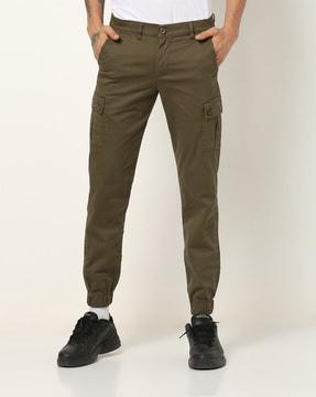 slim fit cargo pants with elasticated cuffs