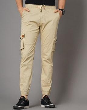 slim fit cargo pants with elasticated drawstring waist