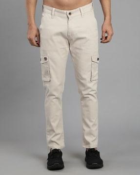 slim fit cargo pants with flap pockets