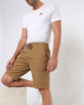 slim fit cargo shorts with drawstring waist