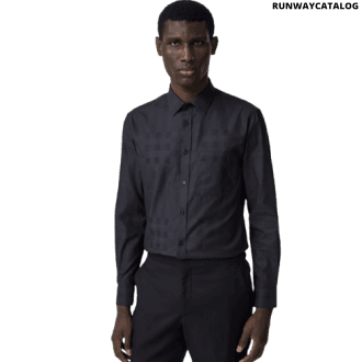 slim fit check cotton jacquard shirt