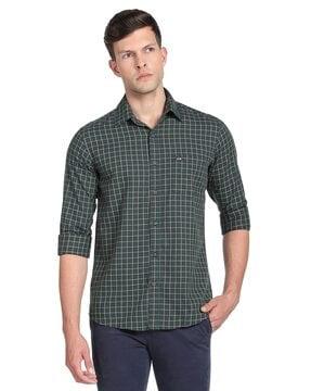 slim fit check shirt with patch pocket