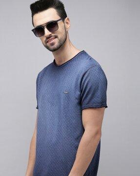 slim fit checked crew-neck t-shirt