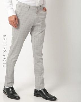 slim fit checked pants