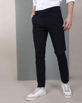 slim fit checked pants