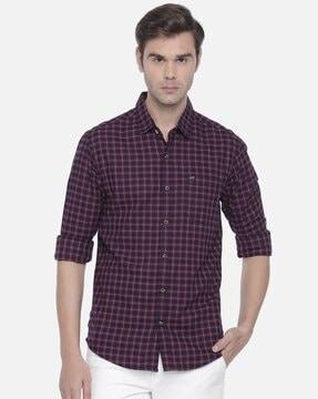 slim fit checked shirt with patch pocket