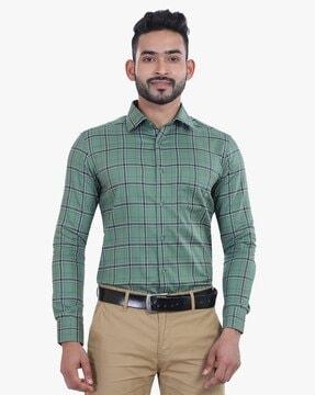 slim fit checked shirt with patch pocket