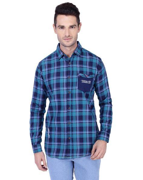 slim-fit checked shirt with patch pocket
