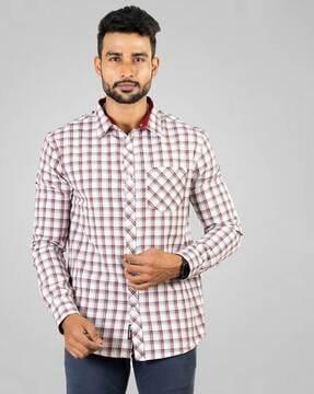 slim fit checked shirt with patch pocket