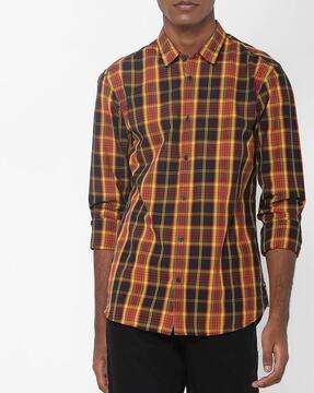 slim fit checked shirt