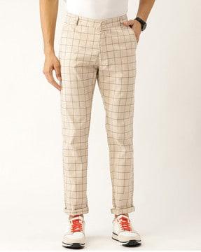 slim fit checked trousers