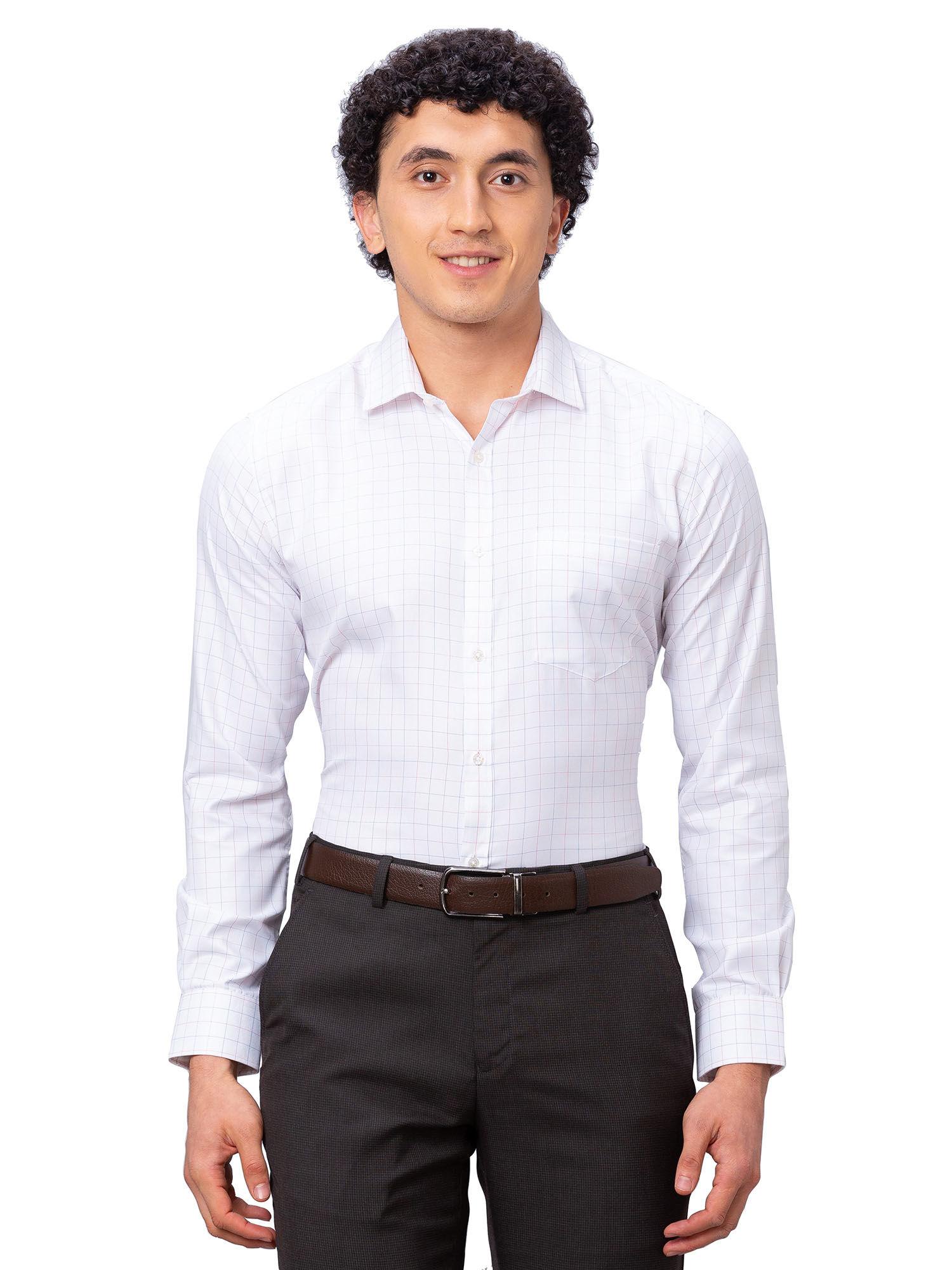 slim fit checkered medium white shirt