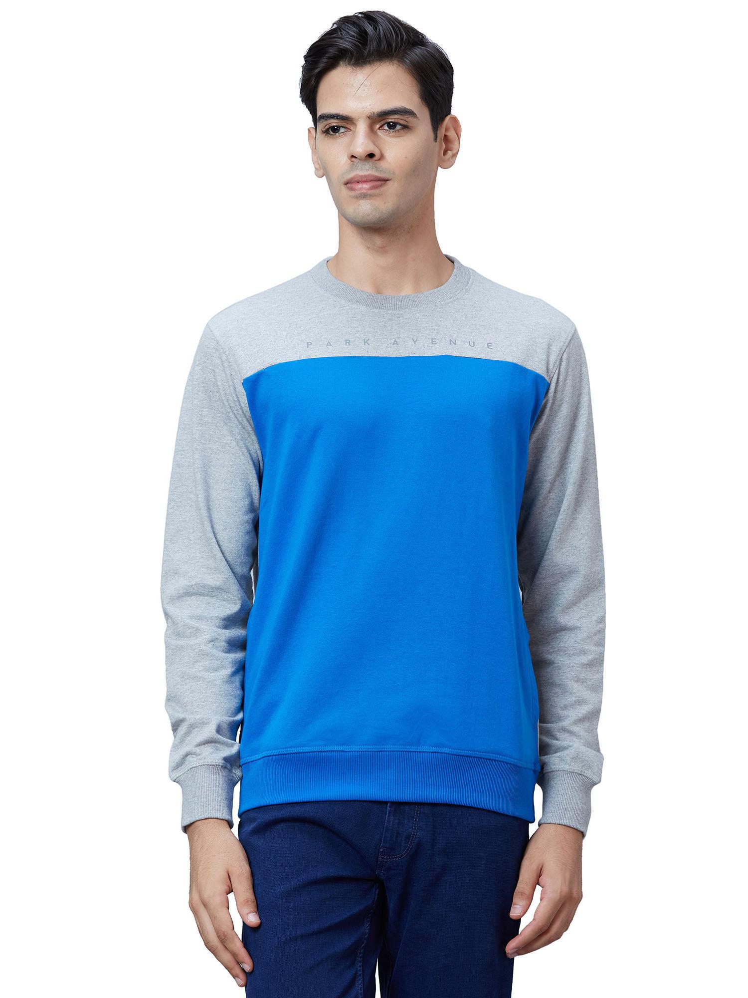 slim fit colorblock medium blue sweatshirt