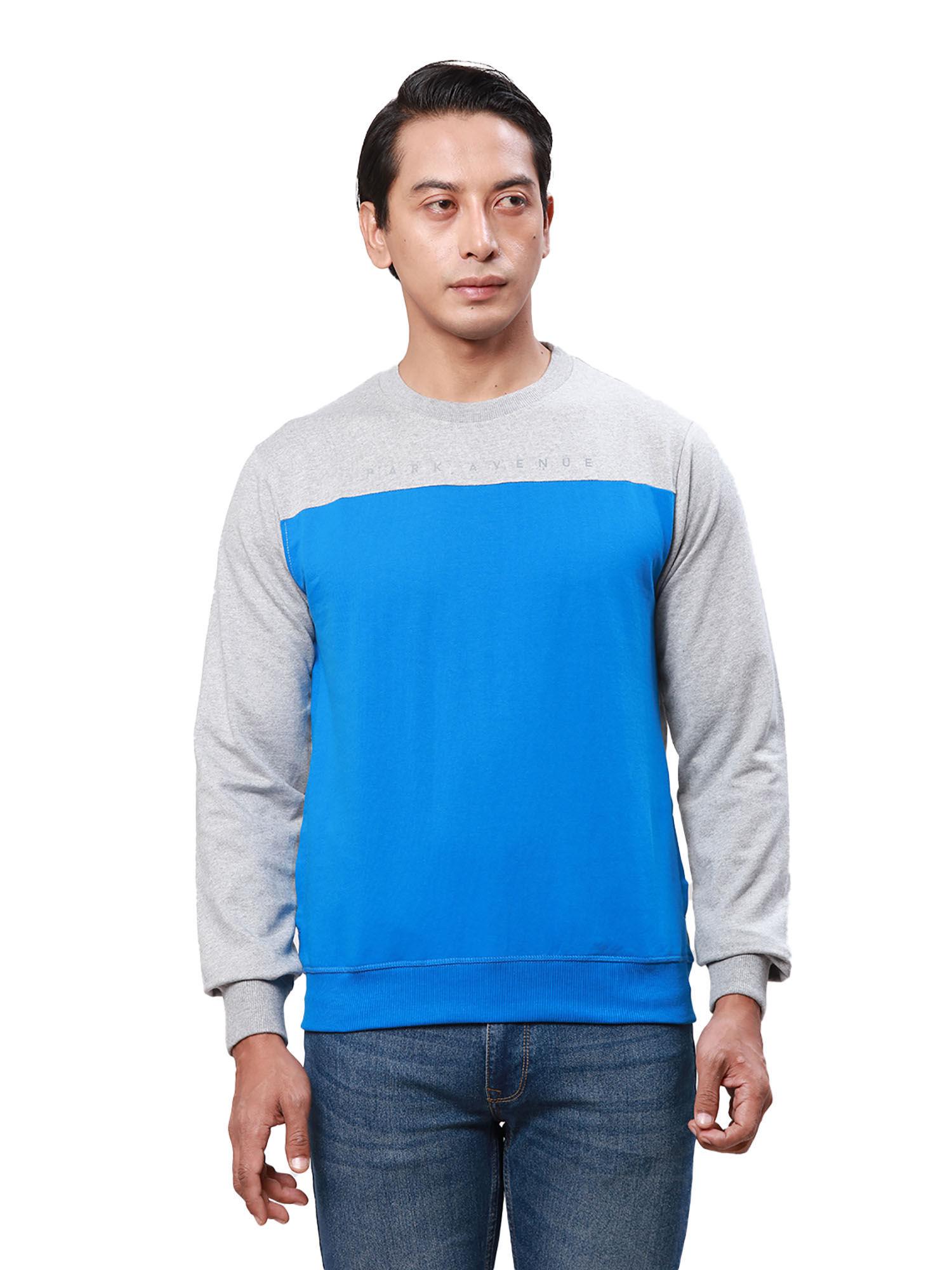 slim fit colorblock medium blue sweatshirt