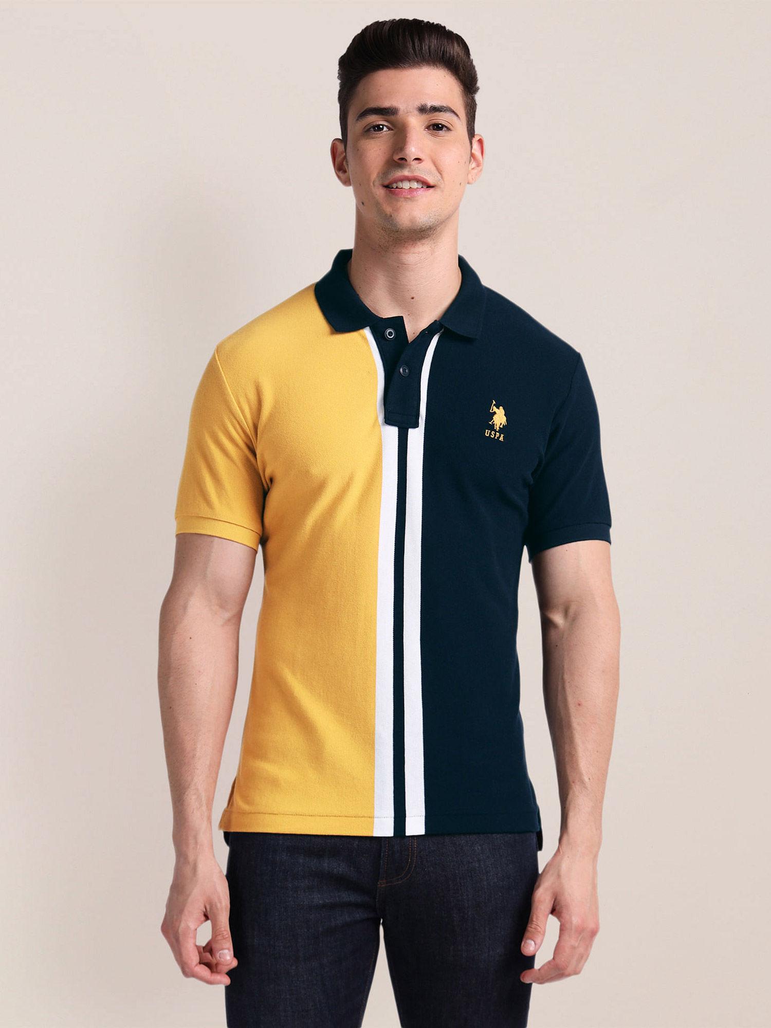 slim fit colour block polo t-shirt