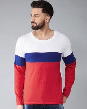 slim fit colourblock crew- neck t-shirt