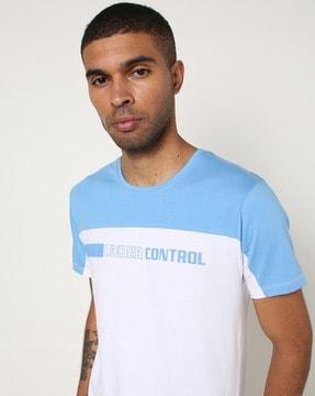 slim fit colourblock crew-neck cotton t-shirt