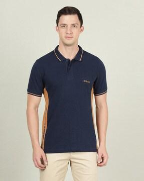 slim fit colourblock polo t-shirt